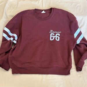 Ford Women's Maroon Sweatshirt with White and Blue Accents